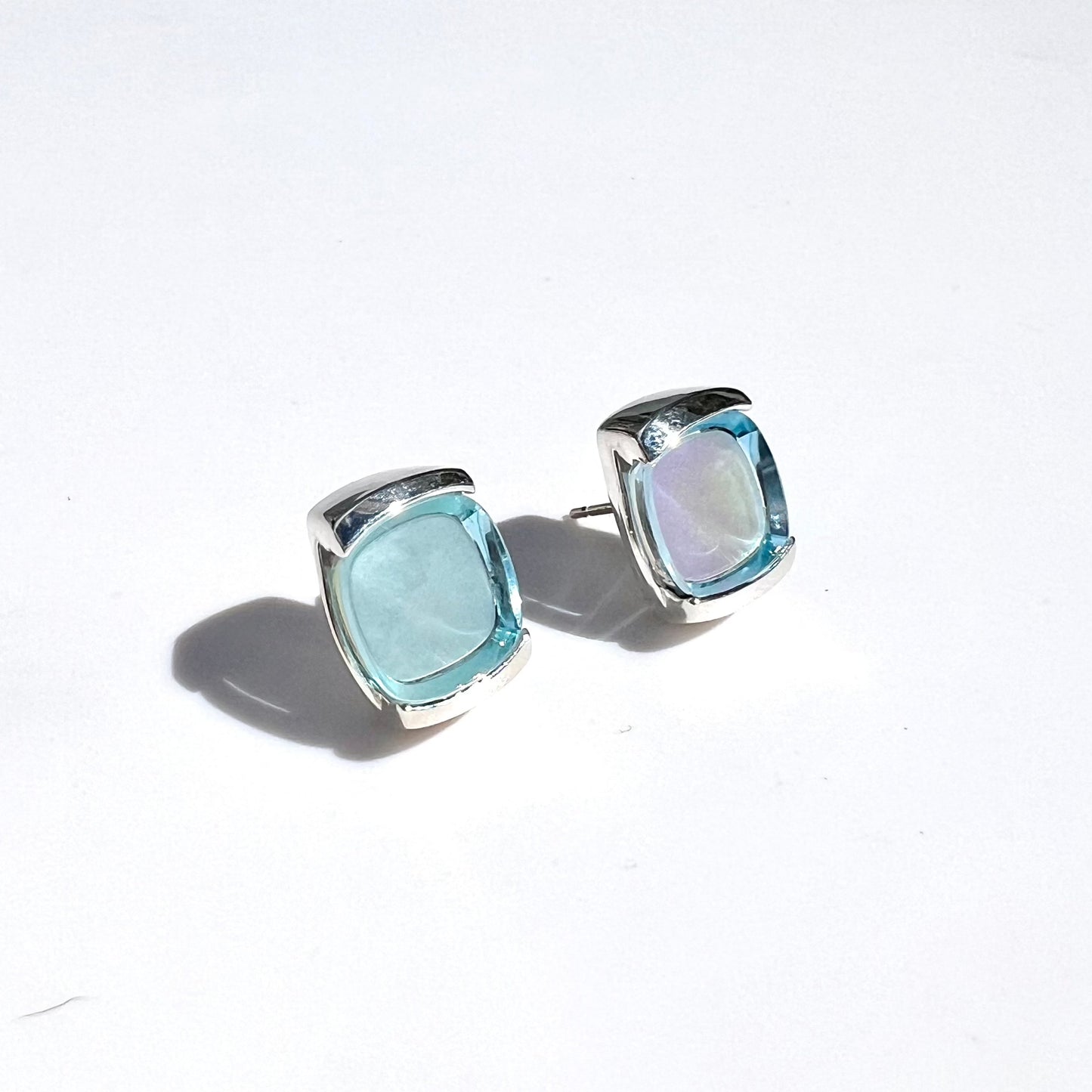Milan Earrings Sky Topaz doublets by Hannah Daye