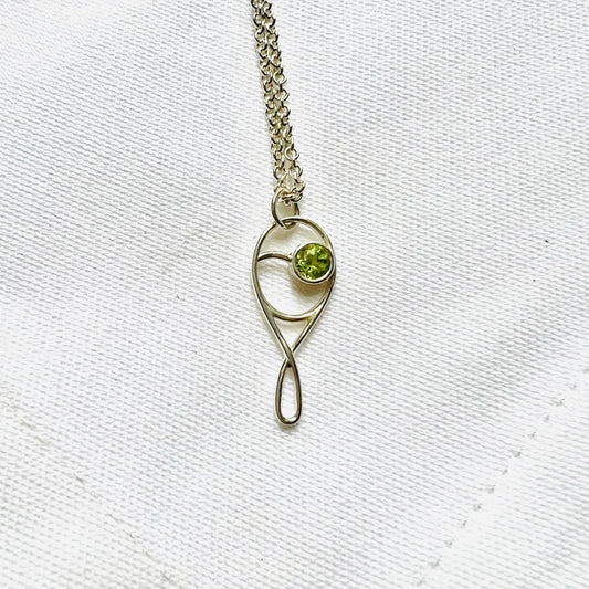 Hannah Daye & Co Deuce Tennis Charm pendant with peridot gemstone sterling silver  Edit alt text