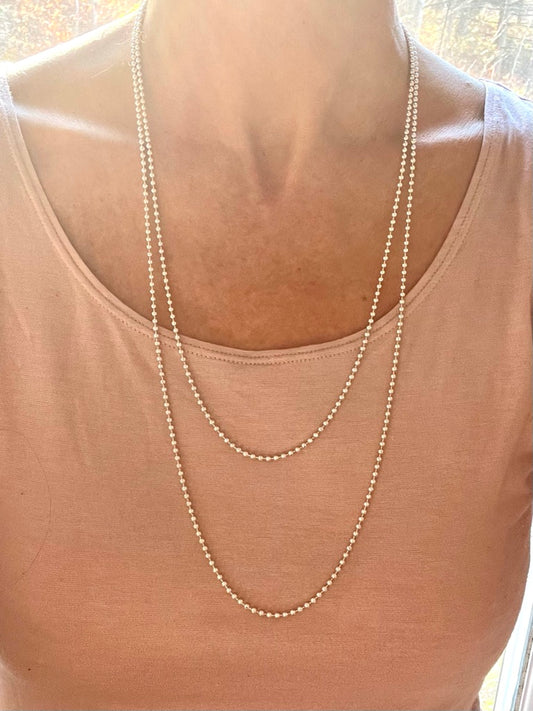 bead chain strand necklace doubled up by Hannah Daye