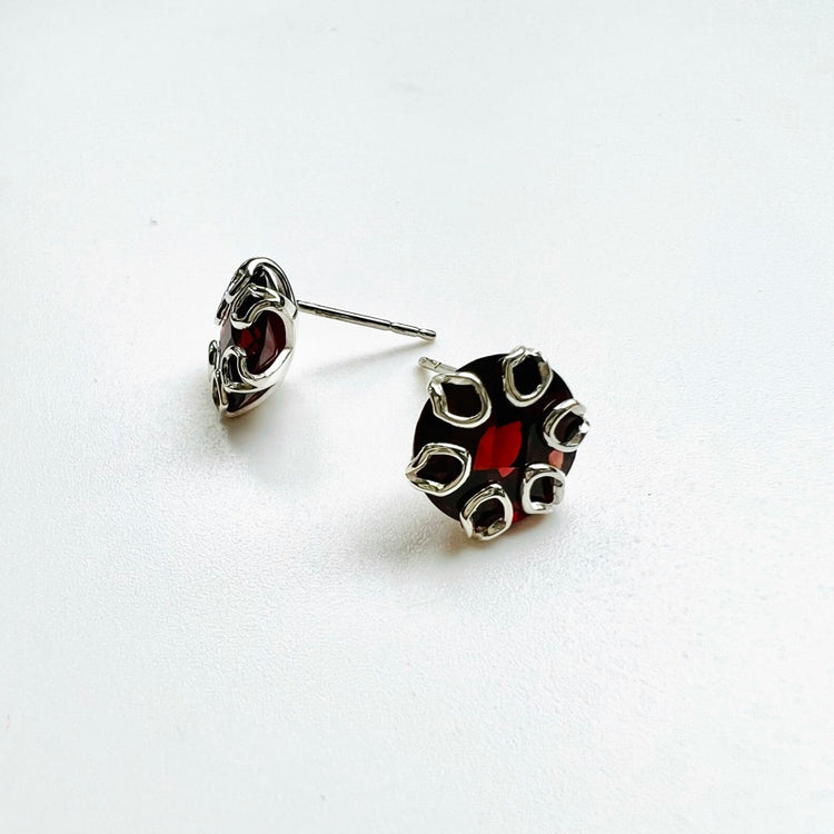Poppy Earrings in Garnet by Hannah Daye