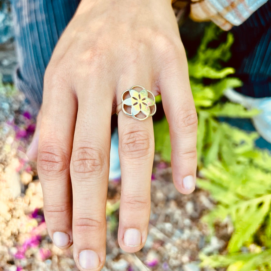wearing Rosette Ring by Hannah Daye
