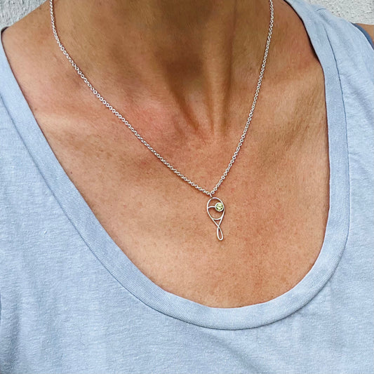 Hannah Daye & Co Deuce Tennis Pendant with Peridot gemstone Charm necklace pendant sterling silver