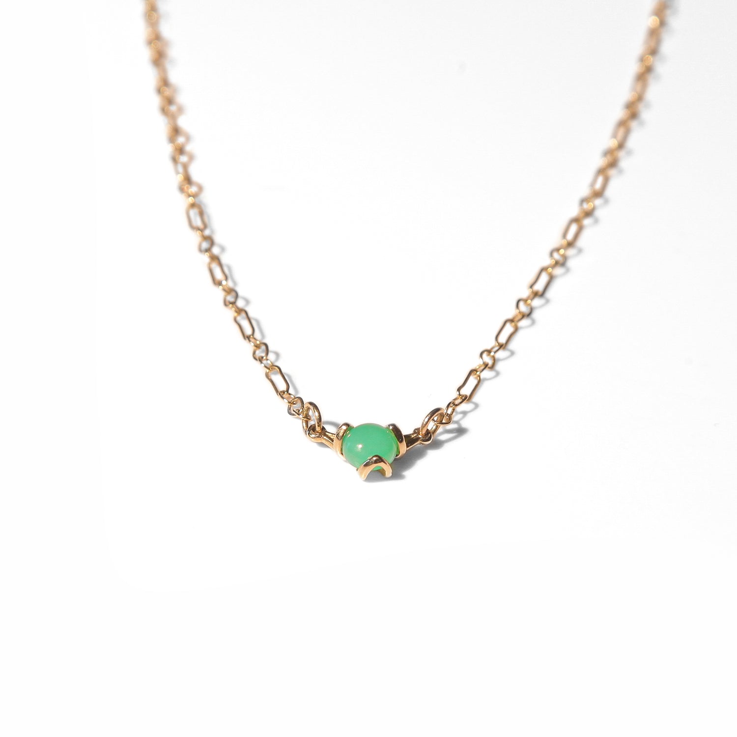 Fiore Chrysoprase 14k gold necklace Hannah Daye & Co