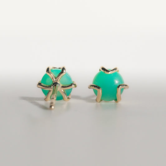 Fiore Earrings in Mint Chrysoprase in 14k gold Hannah Daye & Co