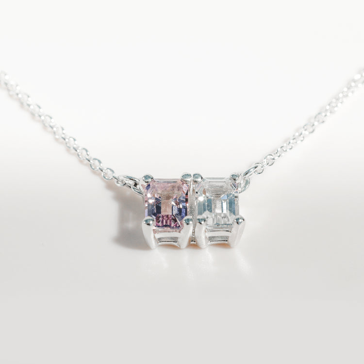 Lexington Necklace Rose of France and White Topaz in sterling silver Hannah Daye & Co