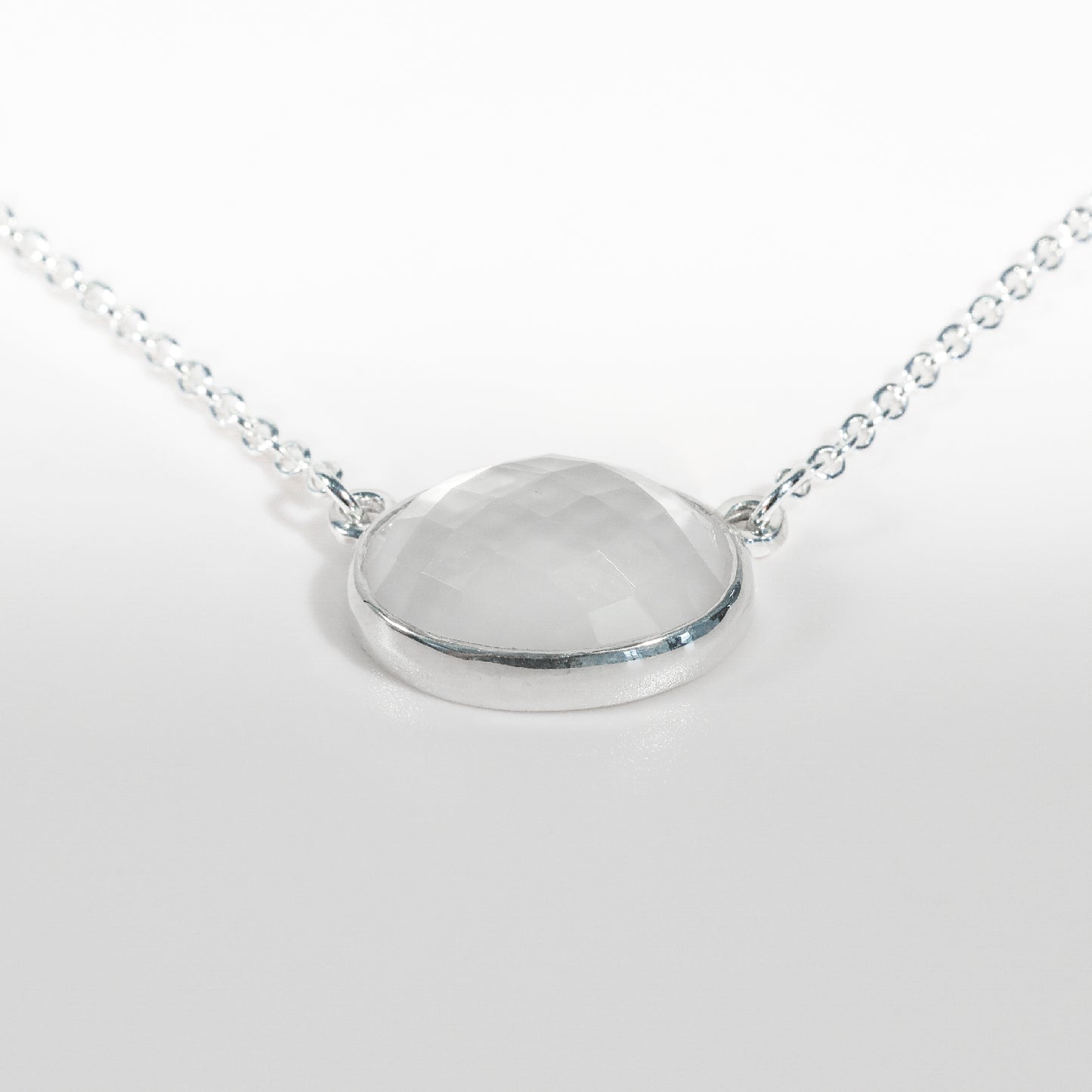 Sabine Necklace in Mother of Pearl doublet in Sterling Silver Hannah Daye & Co