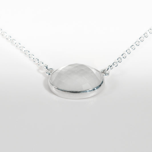 Sabine Necklace in Mother of Pearl doublet in Sterling Silver Hannah Daye & Co