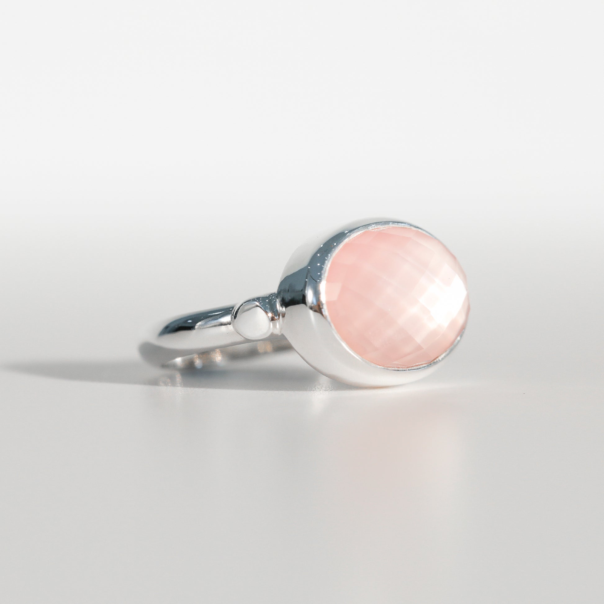 Sabine Ring Rose Quartz in sterling silver Hannah Daye & Co