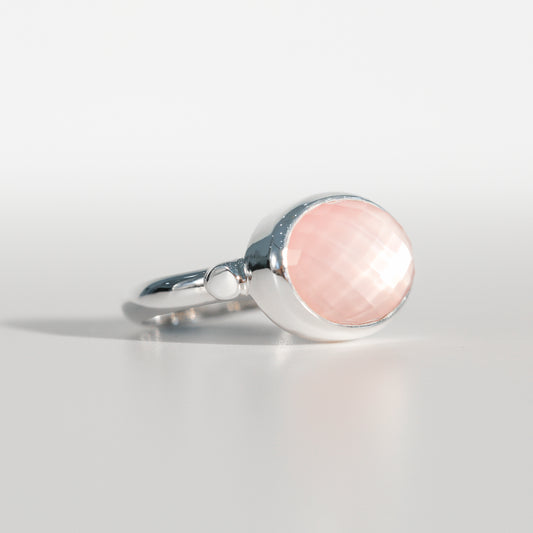 Sabine Ring Rose Quartz in sterling silver Hannah Daye & Co