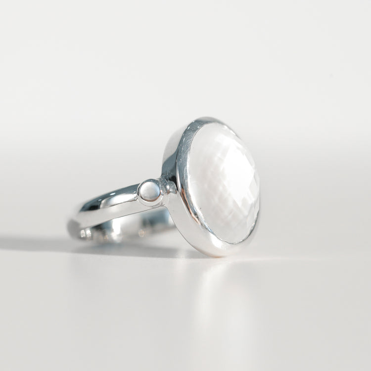 Sabine Ring Mother of Pearl in sterling silver Hannah Daye & Co