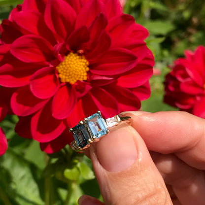 Lexington Ring in Gold with flower shown by Hannah Daye & Co