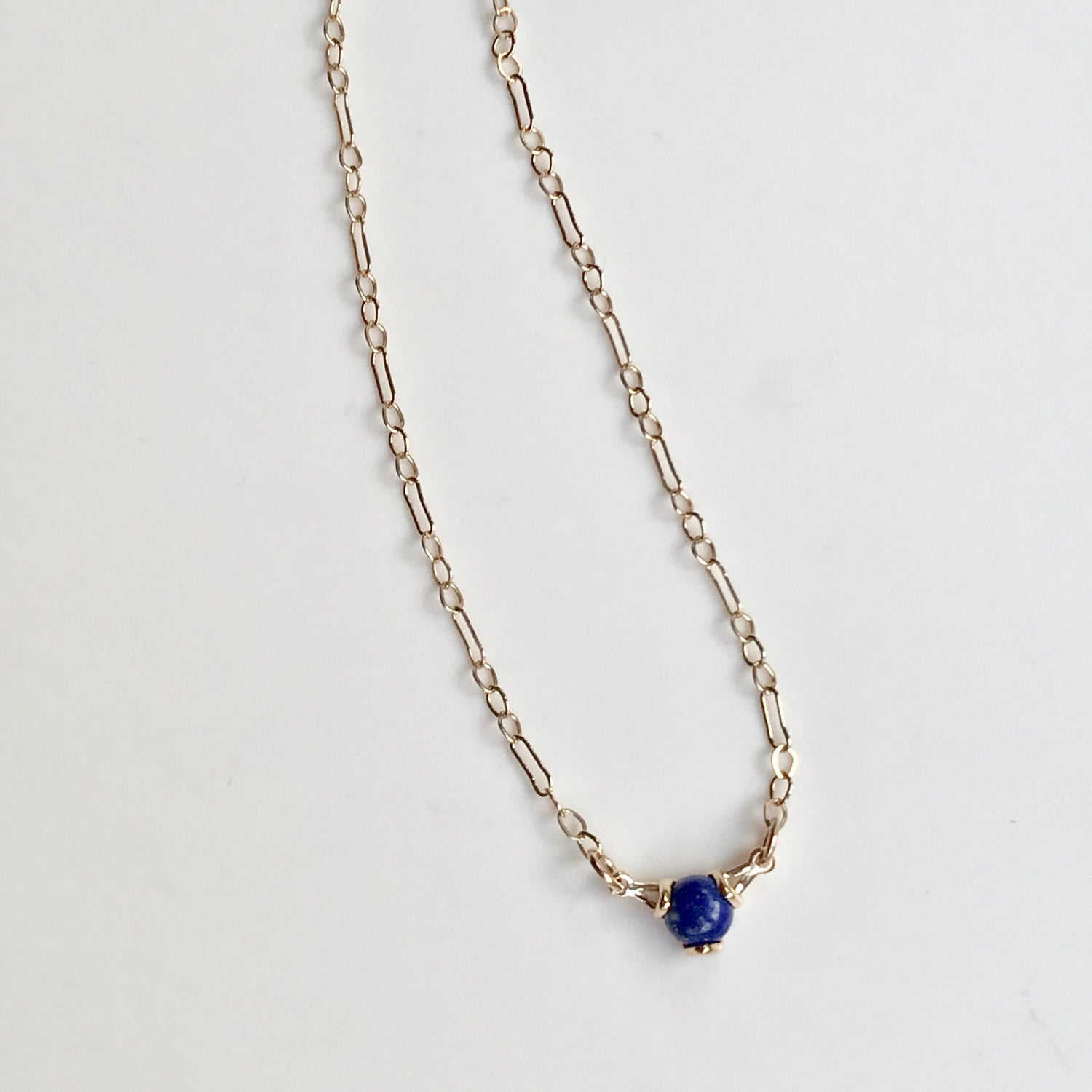 Fiore Gemstone 14k gold necklace Lapis Hannah Daye & Co