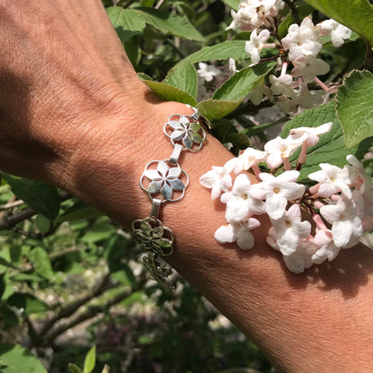 Rosette sterling silver link bracelet by Hannah Daye & Co