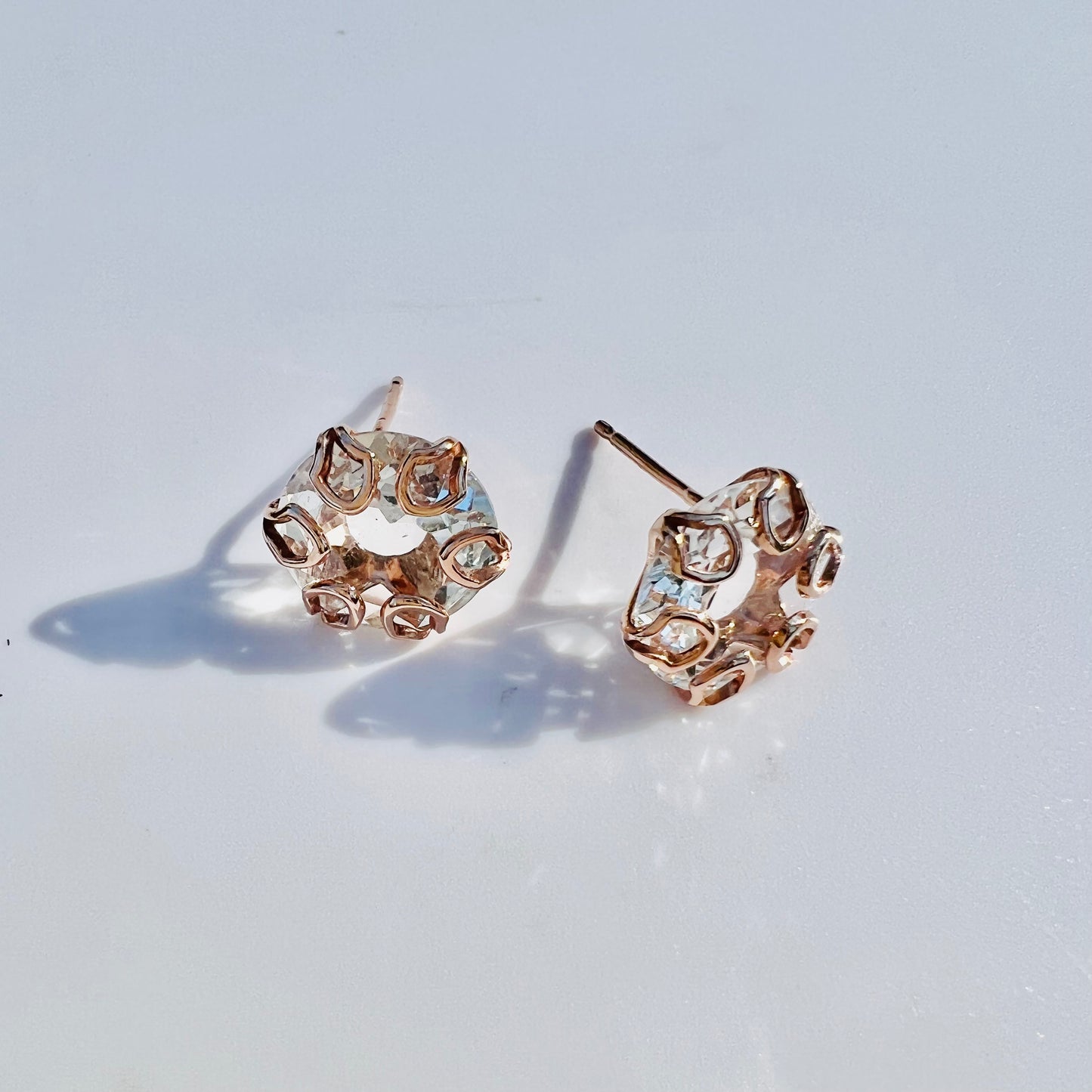 Poppy Earrings in White Topaz and Rose Gold 14k by Hannah Daye & Co