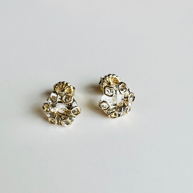 Poppy Earrings in White Topaz set in 14k yellow gold by Hannah Daye & Co