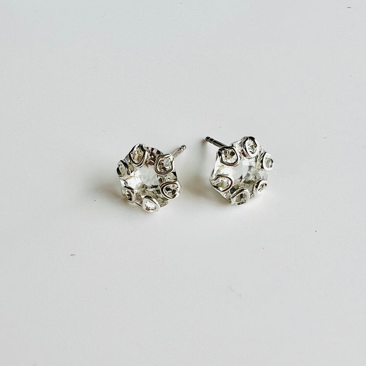 Poppy Earrings in Sterling Silver and White Topaz by Hannah Daye & Co