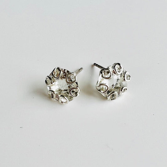 Poppy Earrings in Sterling Silver and White Topaz by Hannah Daye & CO