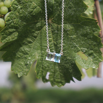 Lexington Necklace Sky Blue Topaz and Mint Quartz with grapevine Hannah Daye & Co