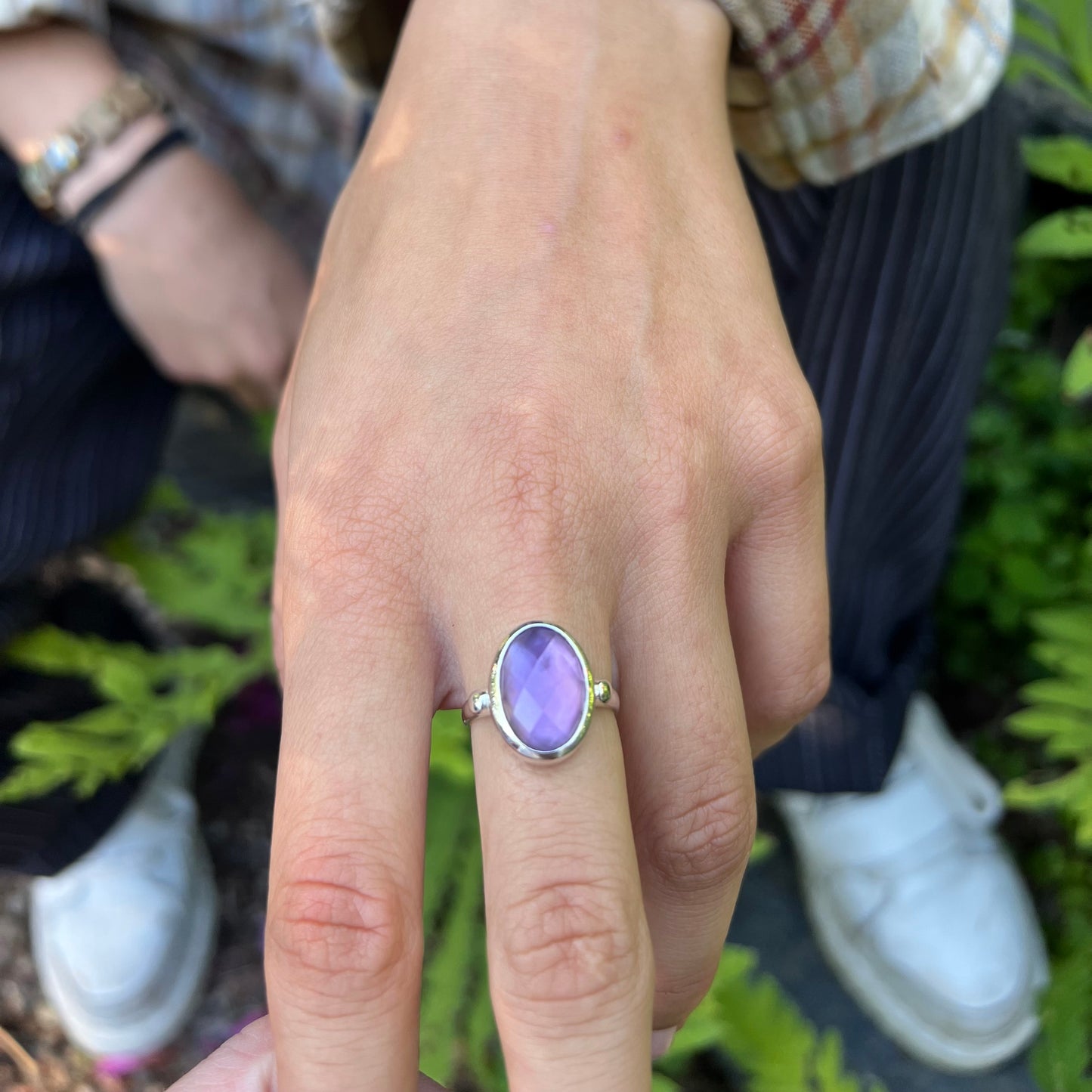 Sabine Ring North South in Amethyst by Hannah Daye & Co