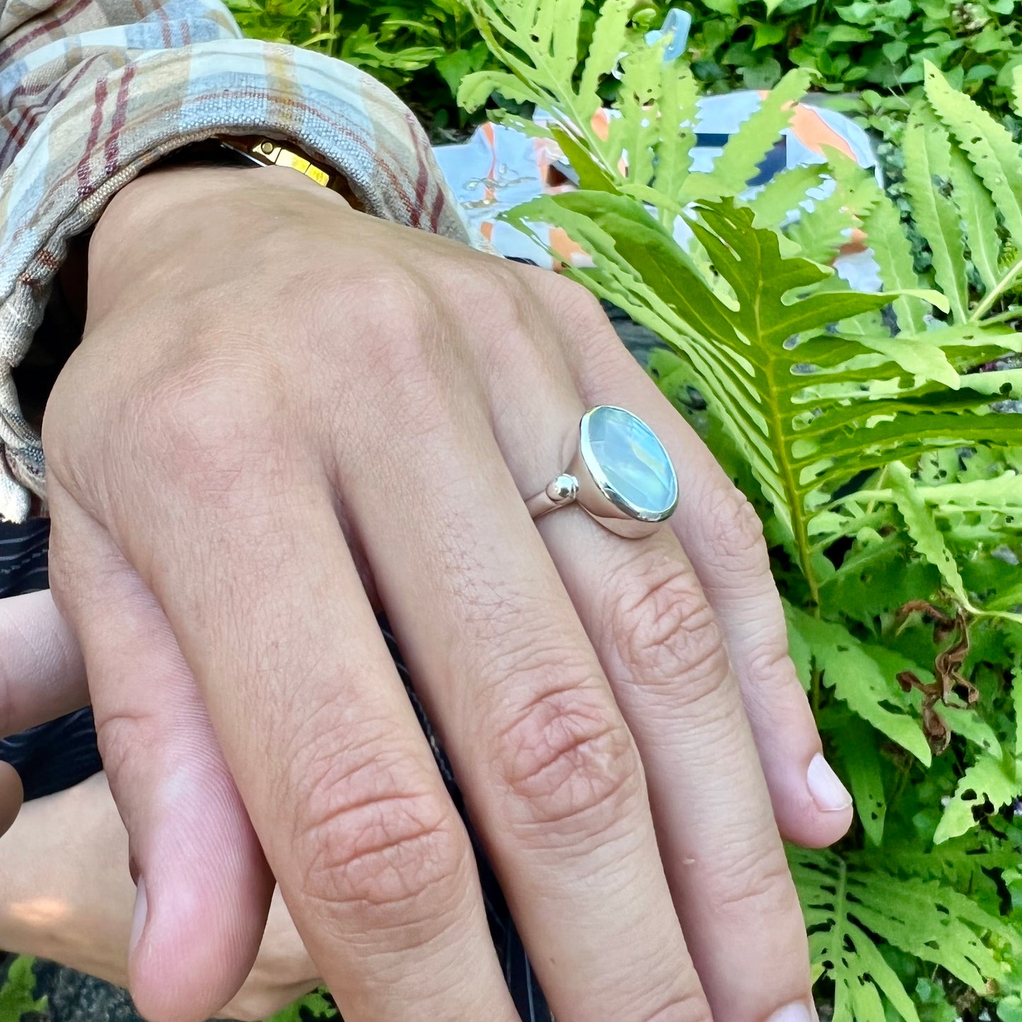 Wearing Sky Blue Topaz Sabine Ring by Hannah Daye & Co