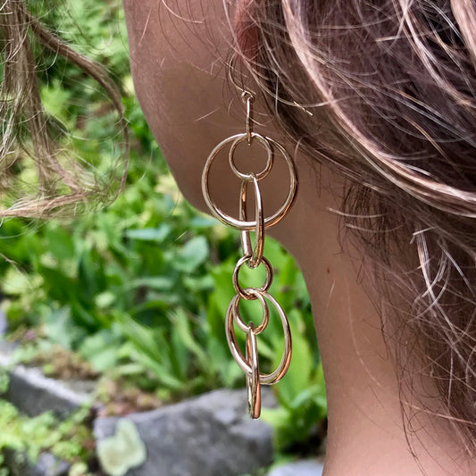 14k gold saturn doubles earrings Hannah Daye & Company