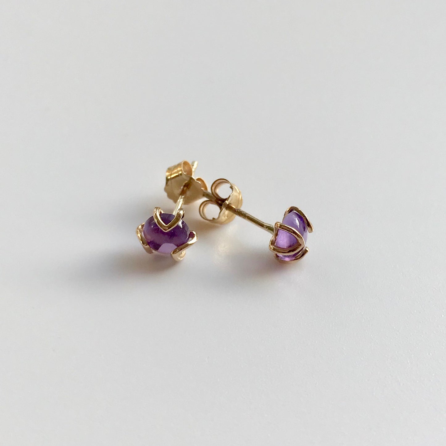 Fiore Gemstone Amethyst 14k gold studs Hannah Daye & Company