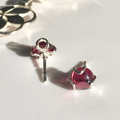 Fiore Post Earrings Garnet Rhodolite Sterling Silver Hannah Daye & Co