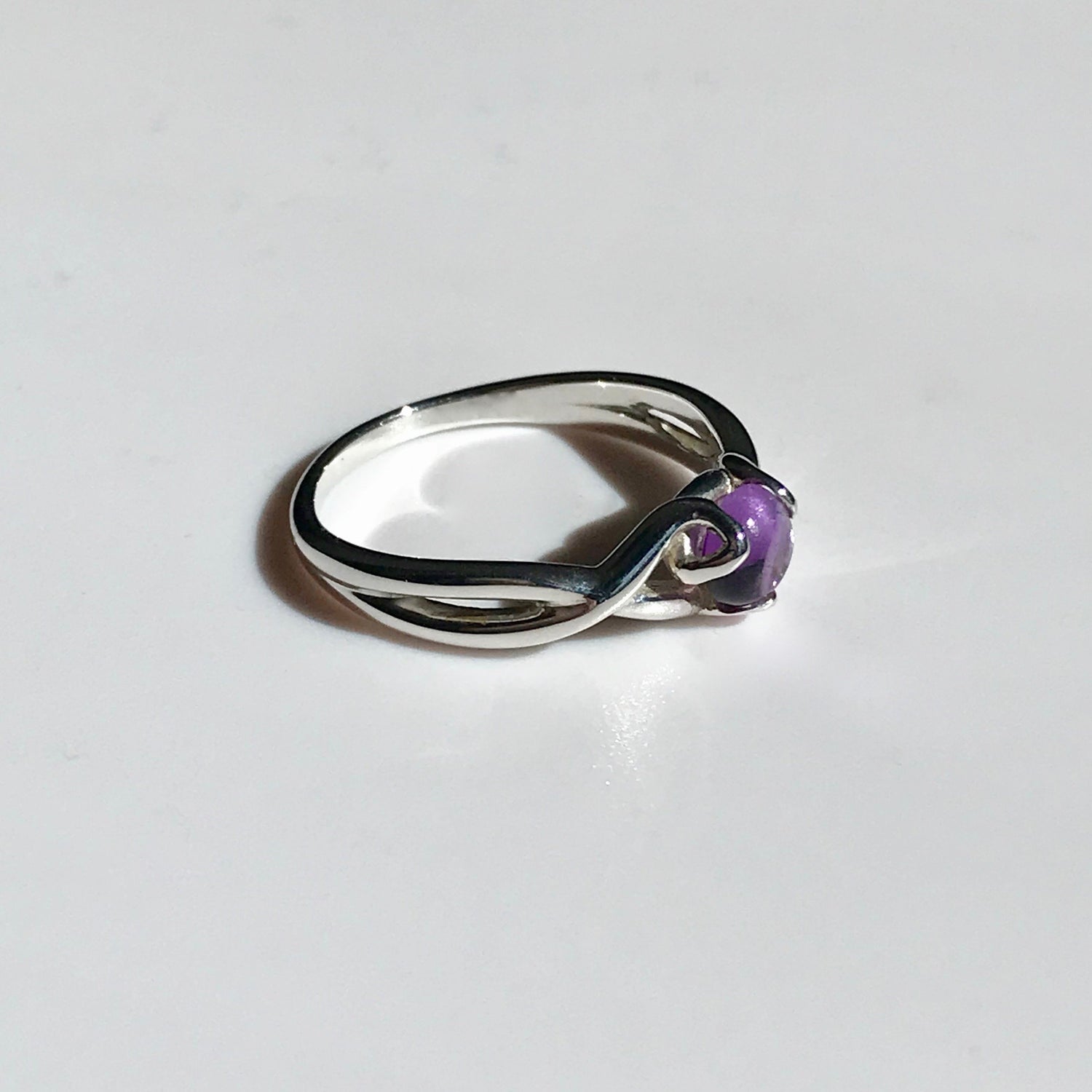 Fiore Gemstone Ring side view Amethyst Sterling Silver Hannah Daye & Co