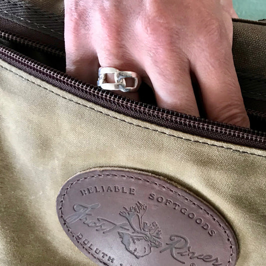 Sterling Bordillo Curb Ring on hand Hannah Daye & Co