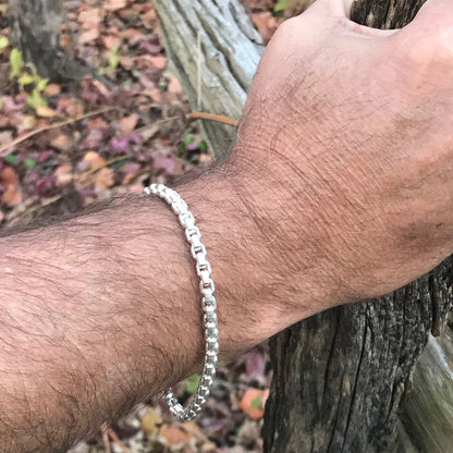Venetian chain link bracelet sterling silver 