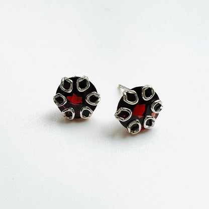 Mozambique Garnet sterling silver earrings - Poppy Collection - Hannah Daye & Company