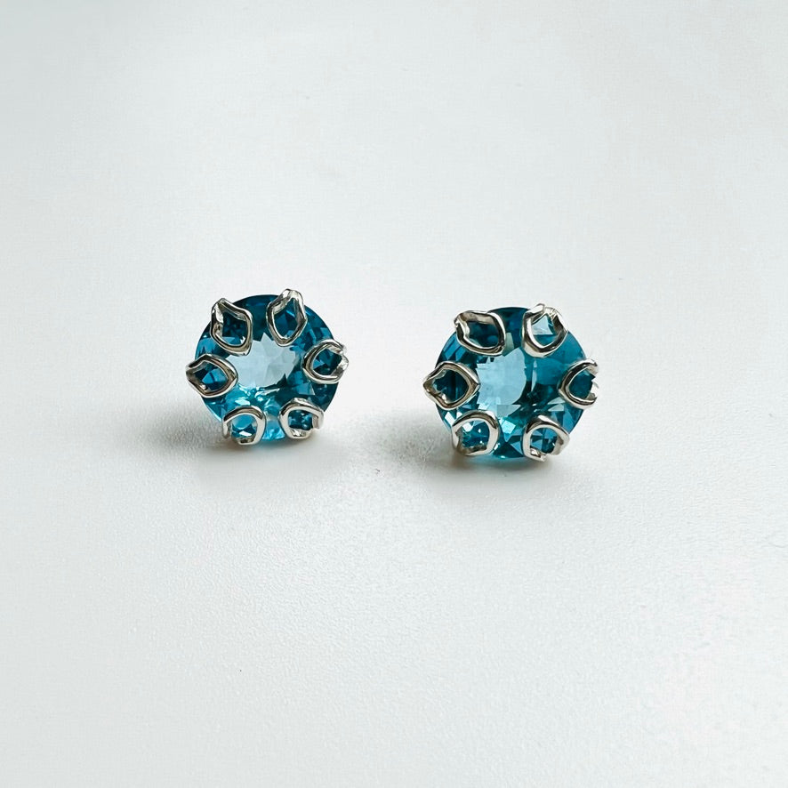Swiss Blue Topaz sterling silver earrings - Poppy Collection - Hannah Daye & Company