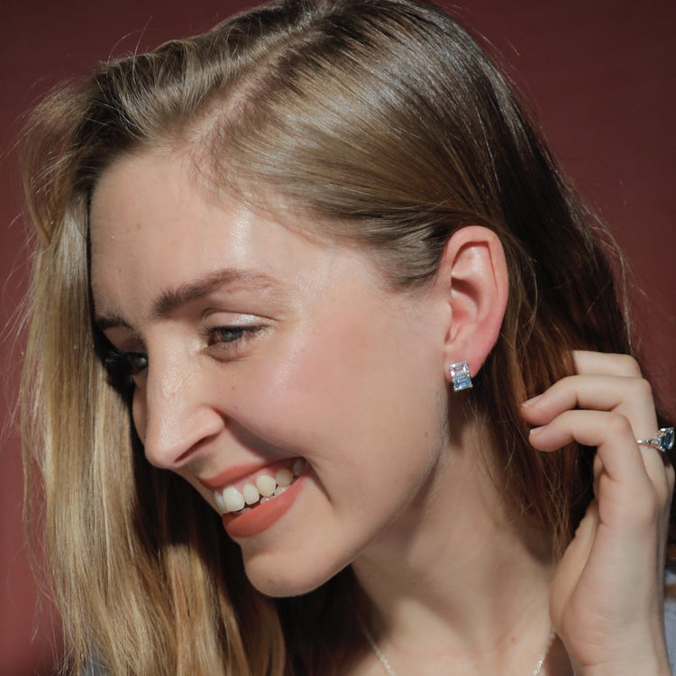 Lexington Earrings Hannah Daye & Co Blue and White Topaz Silver