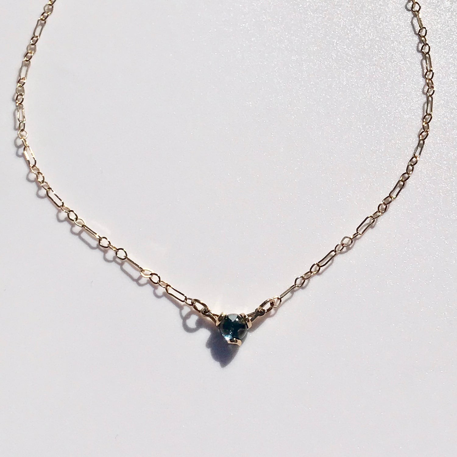 Fiore 14k gold necklace London Blue Topaz by Hannah Daye & Co