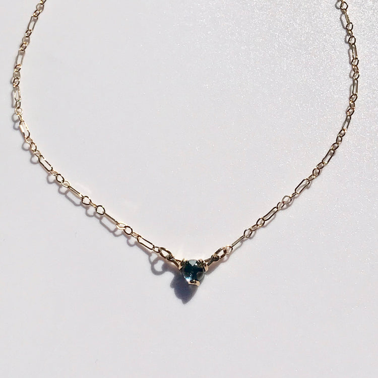 Fiore 14k gold necklace London Blue Topaz by Hannah Daye & Co