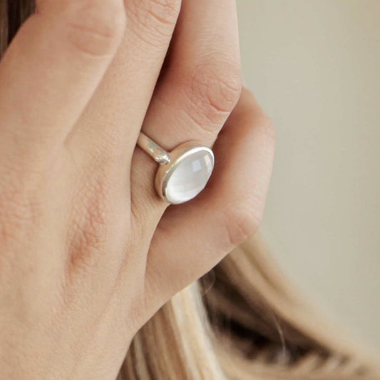 Sabine White Mother of Pear North South Ring sterling Hannah Daye & Company