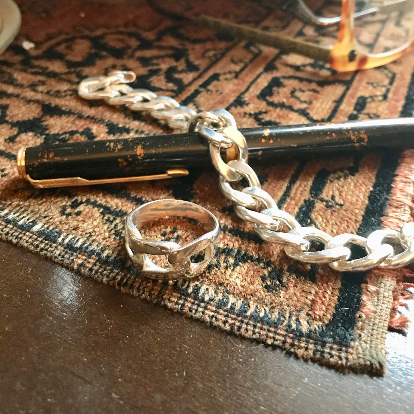 Bordillo Ring Shown with Bordillo Bracelet sterling silver Hannah Daye & Company