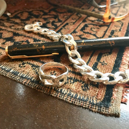 Bordillo Ring Shown with Bordillo Bracelet sterling silver Hannah Daye & Company