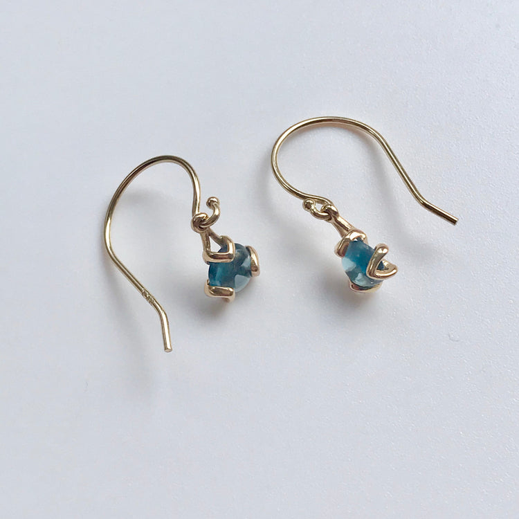 Fiore 14k gold drop earrings london blue topaz Hannah Daye & Co