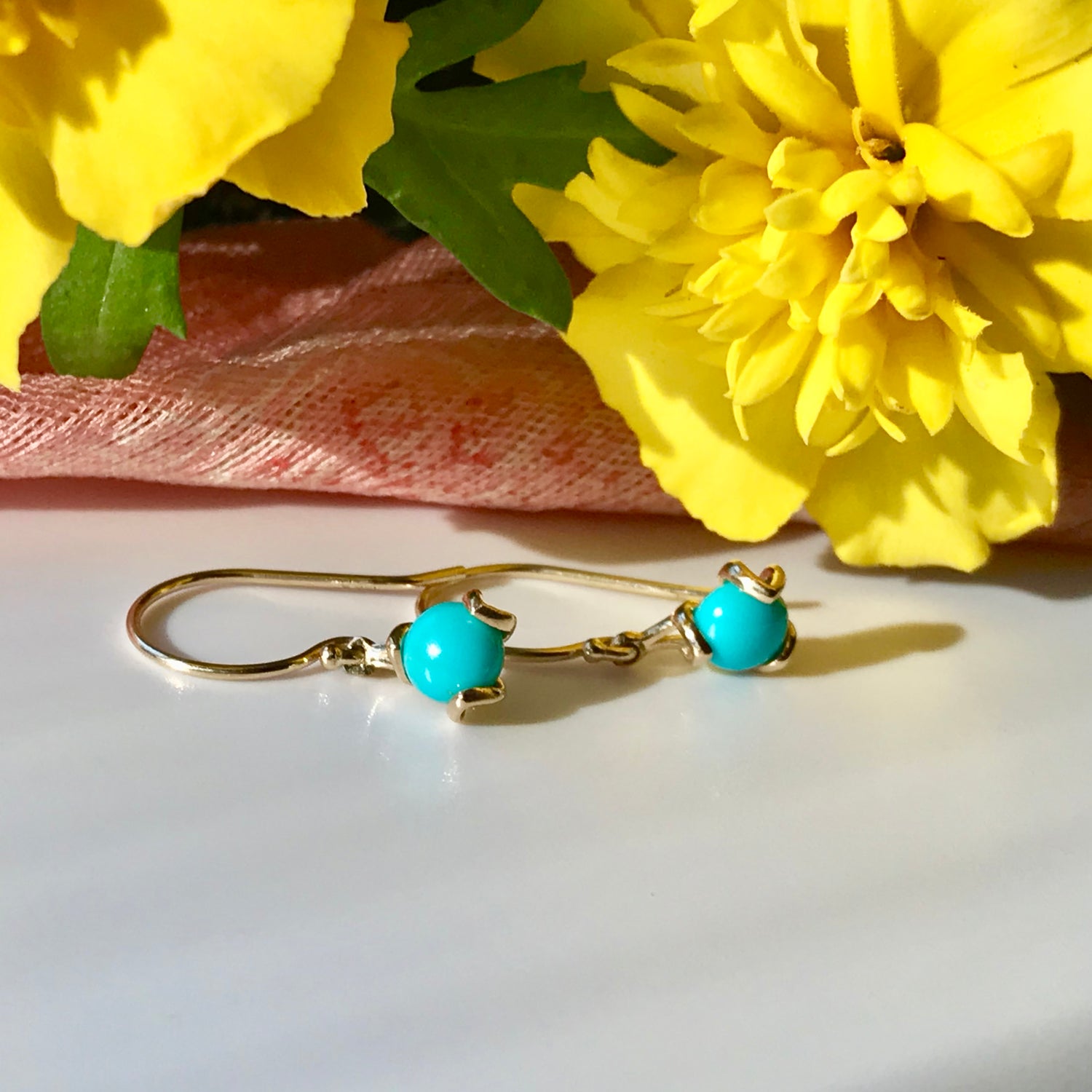 Graduated Turquoise Drop Earrings in Sterling Silver