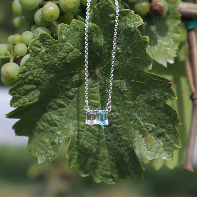 Lexington Necklace in Sky Blue Topaz and White Topaz by Hannah Daye & Co